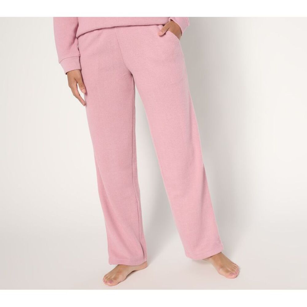 Cuddl Duds Women's Pants Sz L Jersey Back Sweater Lounge Pant Pink A663025